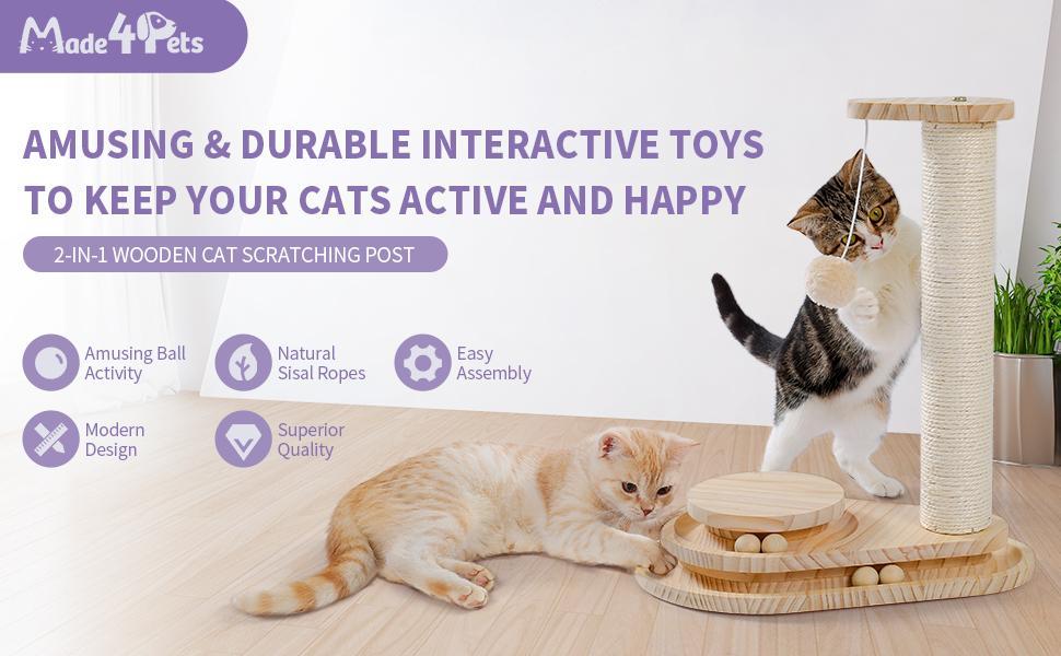 Indoor Cat Scratching Board with Interactive Ball Track – Soft Rest & Grooming Toy