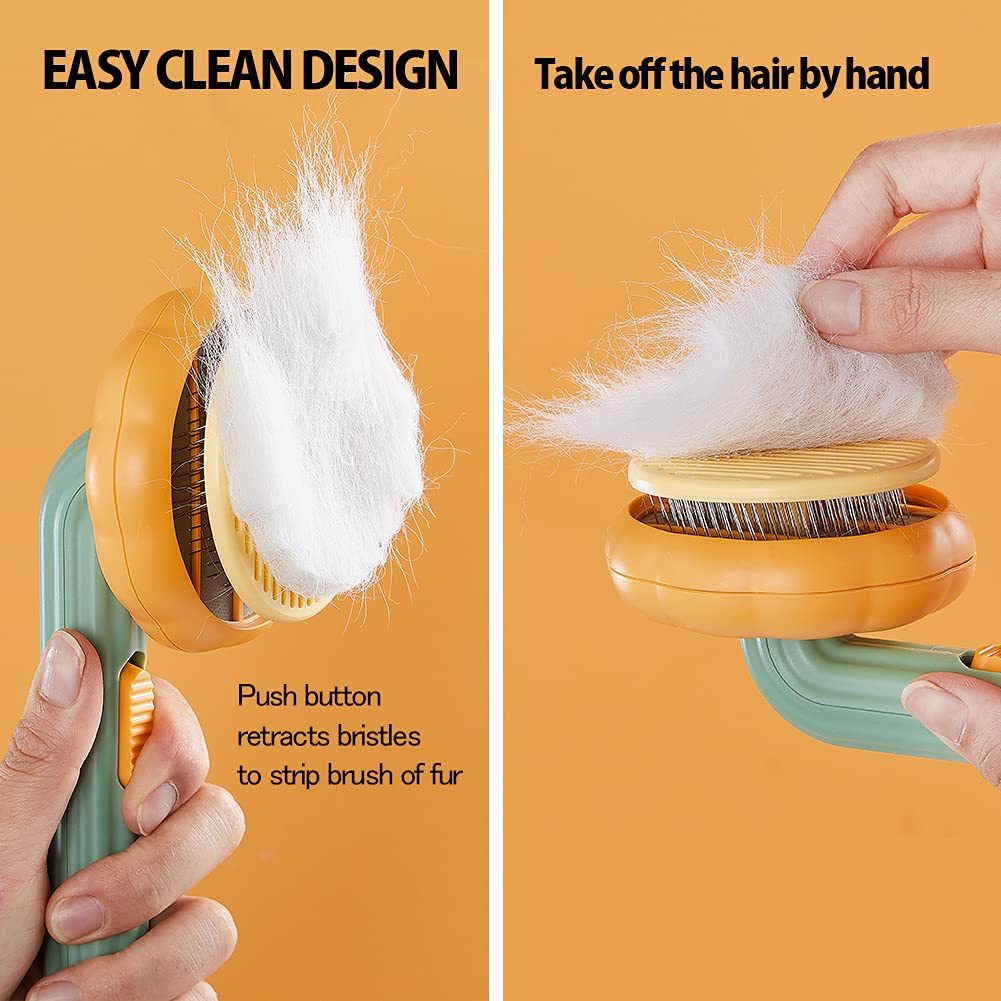 Pet Pumpkin Brush, Pet Grooming Self Cleaning Slicker Brush For Dogs