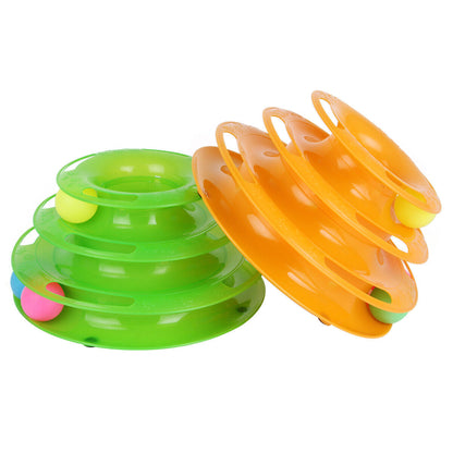 Cat Interactive Ball Tower Toy – 3-Tier Spinning Disk Play Track for Indoor Cats