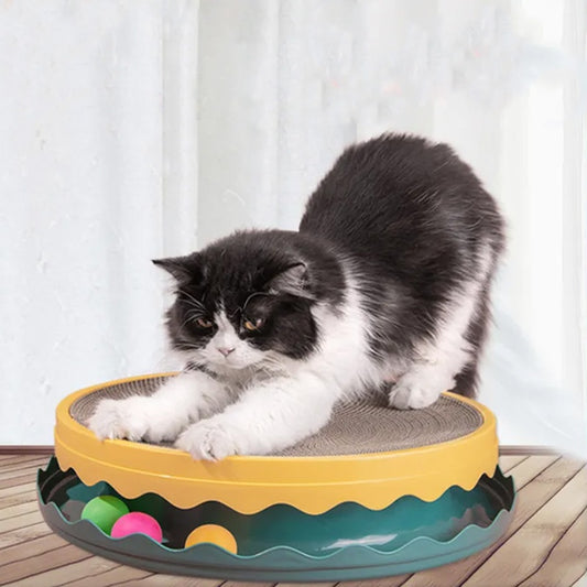Compass Cat Scratching Post – Interactive Cat Scratcher with Ball & Mouse Toy for Indoor Play and Furniture Protection