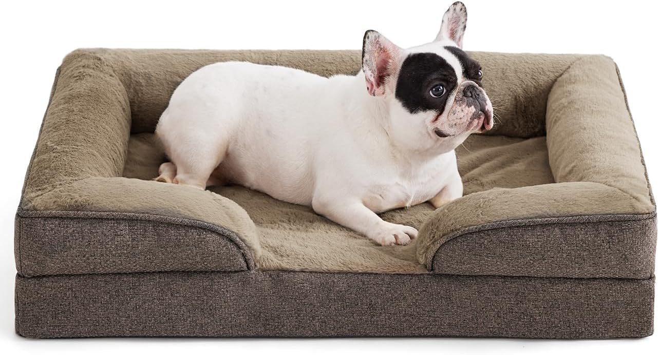 Orthopedic Dog Sofa Bed – Large Supportive Foam Mattress for Dogs with Washable Removable Cover