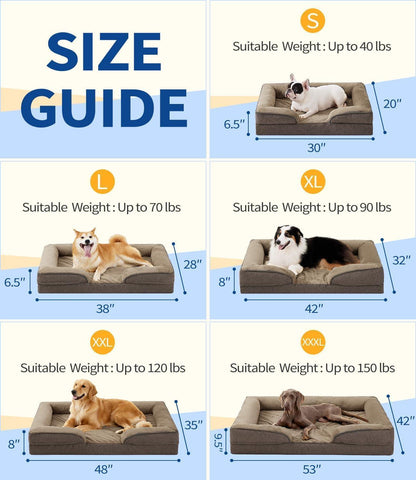 Orthopedic Dog Sofa Bed – Large Supportive Foam Mattress for Dogs with Washable Removable Cover