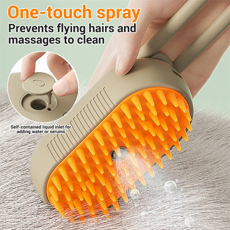 3-in-1 Pet Steam Brush – Electric Spray Grooming Brush for Cats & Dogs