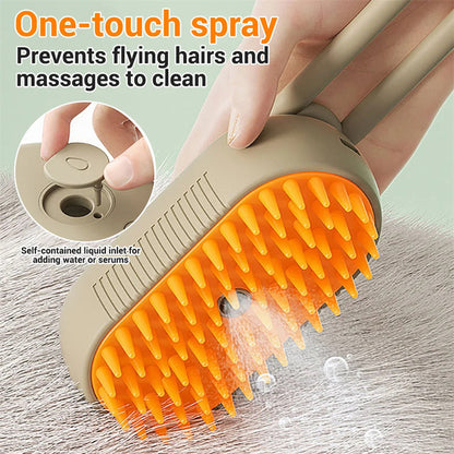 3-in-1 Pet Steam Brush – Electric Spray Grooming Brush for Cats & Dogs