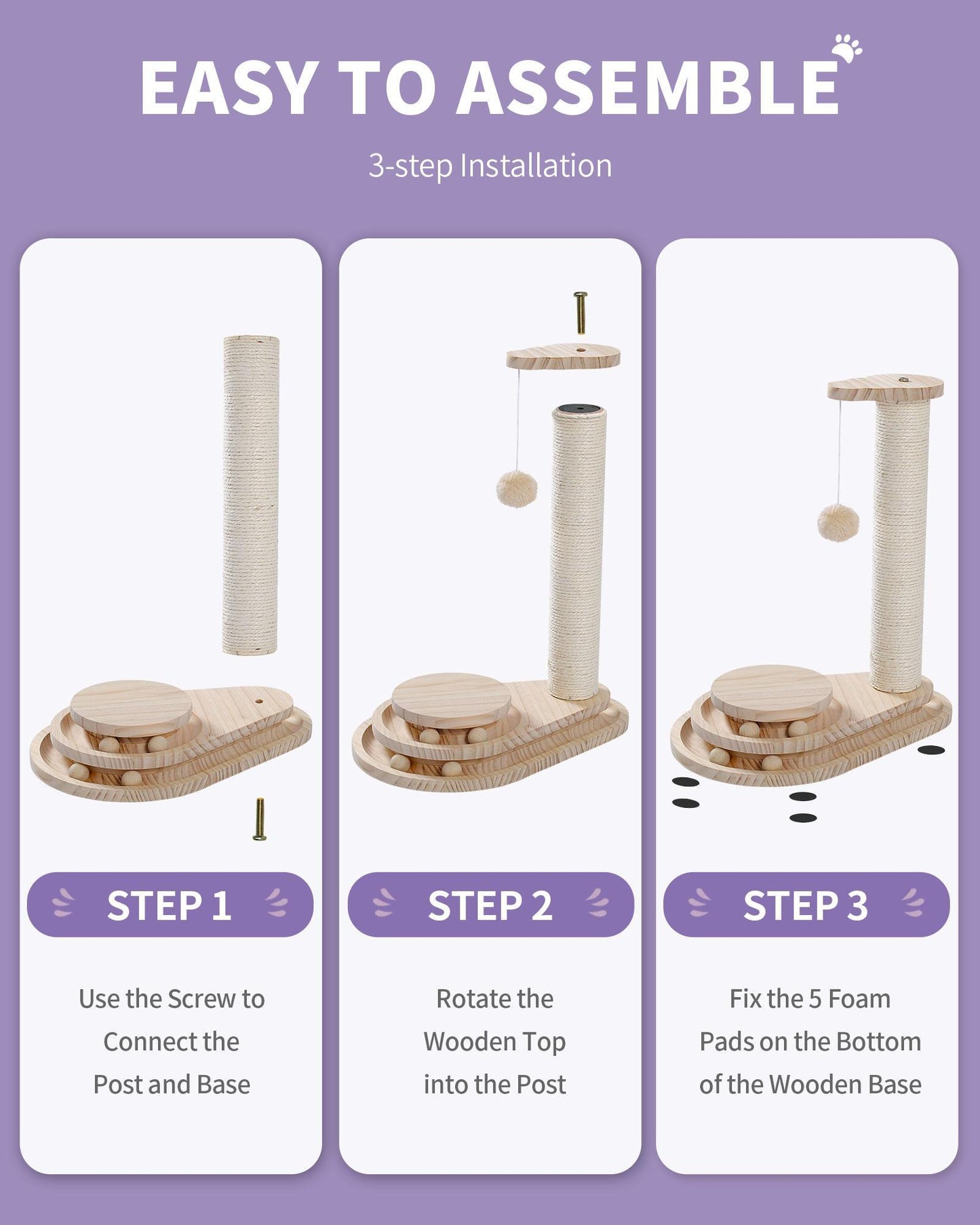 Indoor Cat Scratching Board with Interactive Ball Track – Soft Rest & Grooming Toy