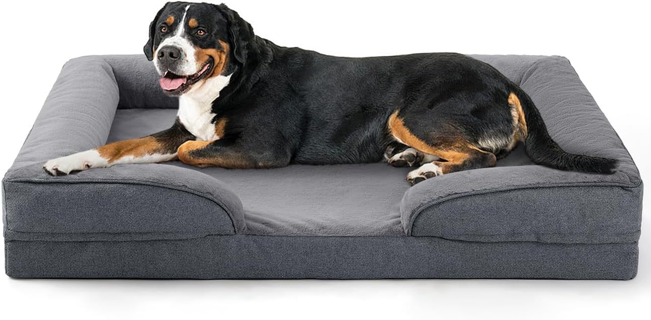 Orthopedic Dog Sofa Bed – Large Supportive Foam Mattress for Dogs with Washable Removable Cover