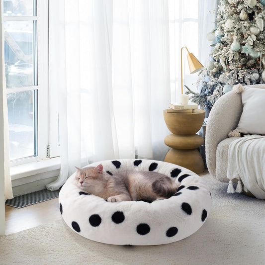MEWOOFUN Donut Cat Bed – 23" Plush Round Pet Bed for Cats & Small Dogs, Washable with Non-Slip Bottom