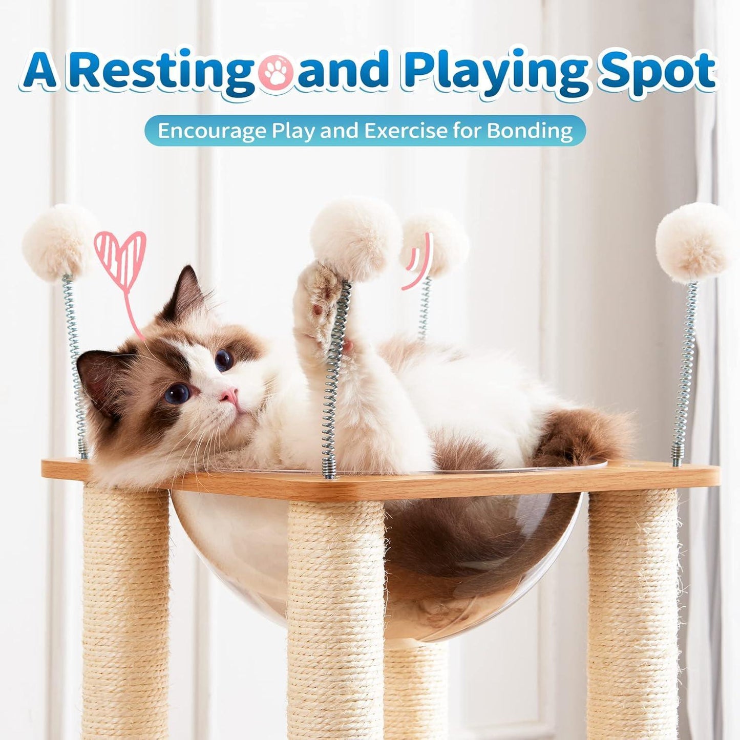 Indoor Wooden Cat Climbing Frame – Cat Tower & House with Scratching Board Ramp, Suitable for Large Cats & Kittens