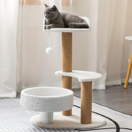 Multi-Layer Cat Tree – Indoor Cat Furniture with Scratching Posts & Interactive Ball Toy