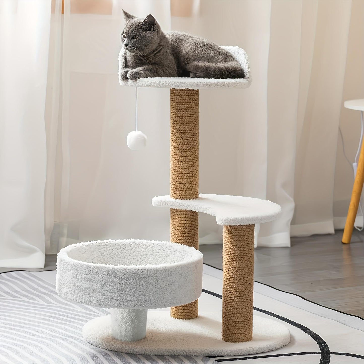 Multi-Layer Cat Tree – Indoor Cat Furniture with Scratching Posts & Interactive Ball Toy