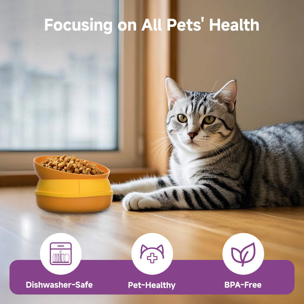 5-in-1 Pet Bowl Set – Multi-Layer Cat & Dog Food and Water Bowls with Fun Hamburger Design