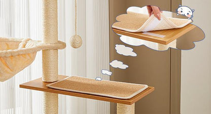 Solid Wood Cat Tree & Tower – Indoor Cat Furniture with Litter Box, Scratching Board & Hammock for Large Cats
