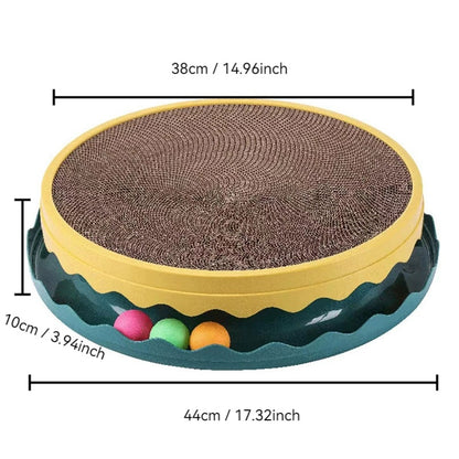 Compass Cat Scratching Post – Interactive Cat Scratcher with Ball & Mouse Toy for Indoor Play and Furniture Protection