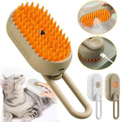 3-in-1 Pet Steam Brush – Electric Spray Grooming Brush for Cats & Dogs