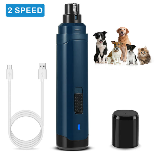 2-Speed Dog Nail Grinder – Quiet USB Rechargeable Cordless Pet Nail Trimmer for Dogs & Cats