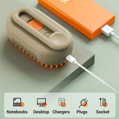 3-in-1 Pet Steam Brush – Electric Spray Grooming Brush for Cats & Dogs
