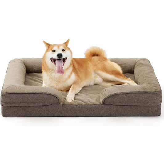 Orthopedic Dog Sofa Bed – Large Supportive Foam Mattress for Dogs with Washable Removable Cover
