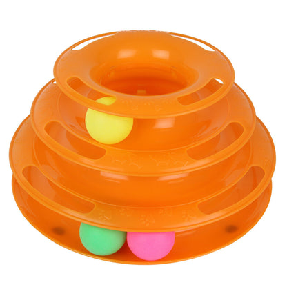 Cat Interactive Ball Tower Toy – 3-Tier Spinning Disk Play Track for Indoor Cats