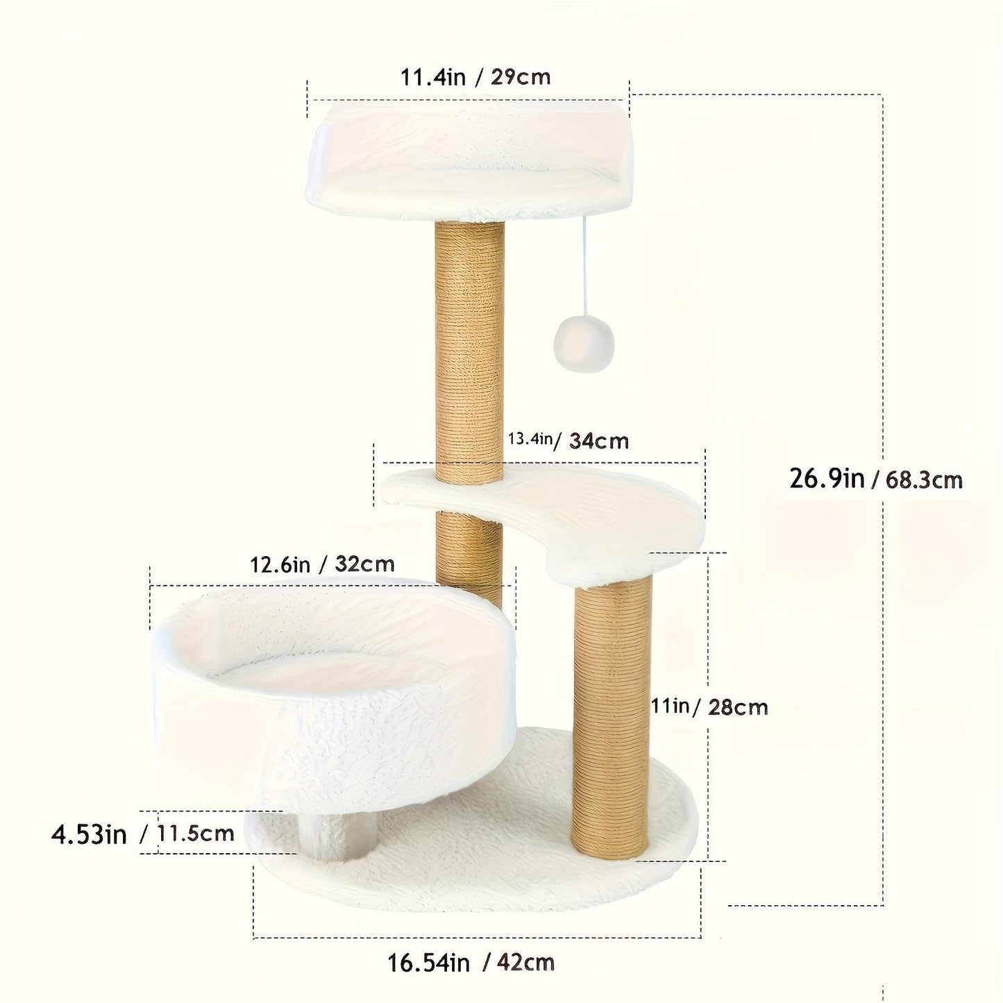 Multi-Layer Cat Tree – Indoor Cat Furniture with Scratching Posts & Interactive Ball Toy
