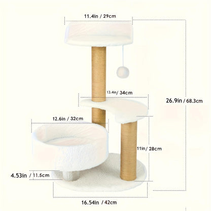 Multi-Layer Cat Tree – Indoor Cat Furniture with Scratching Posts & Interactive Ball Toy