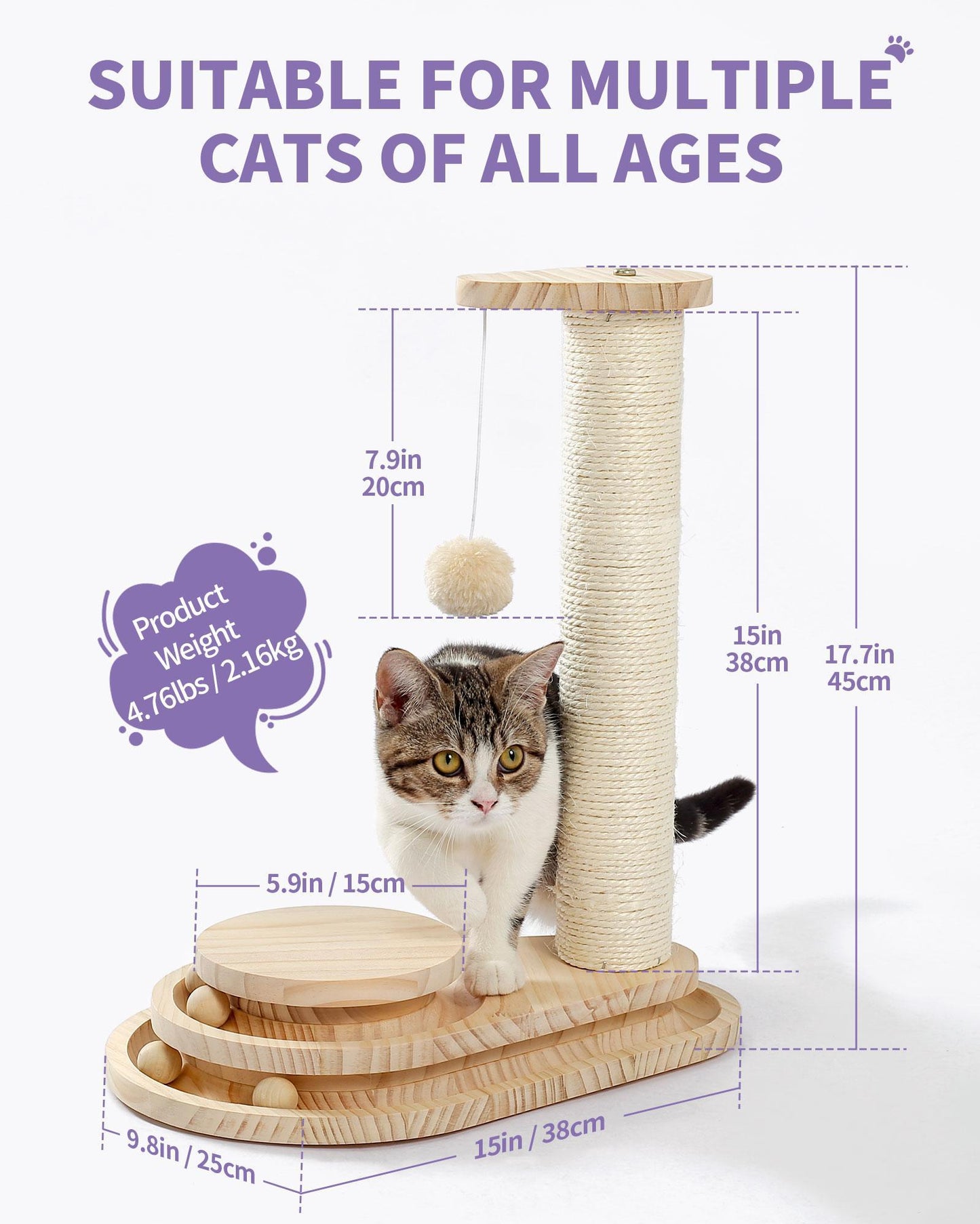 Indoor Cat Scratching Board with Interactive Ball Track – Soft Rest & Grooming Toy