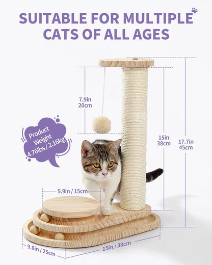 Indoor Cat Scratching Board with Interactive Ball Track – Soft Rest & Grooming Toy