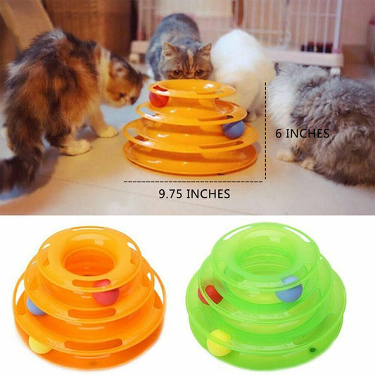 Cat Interactive Ball Tower Toy – 3-Tier Spinning Disk Play Track for Indoor Cats