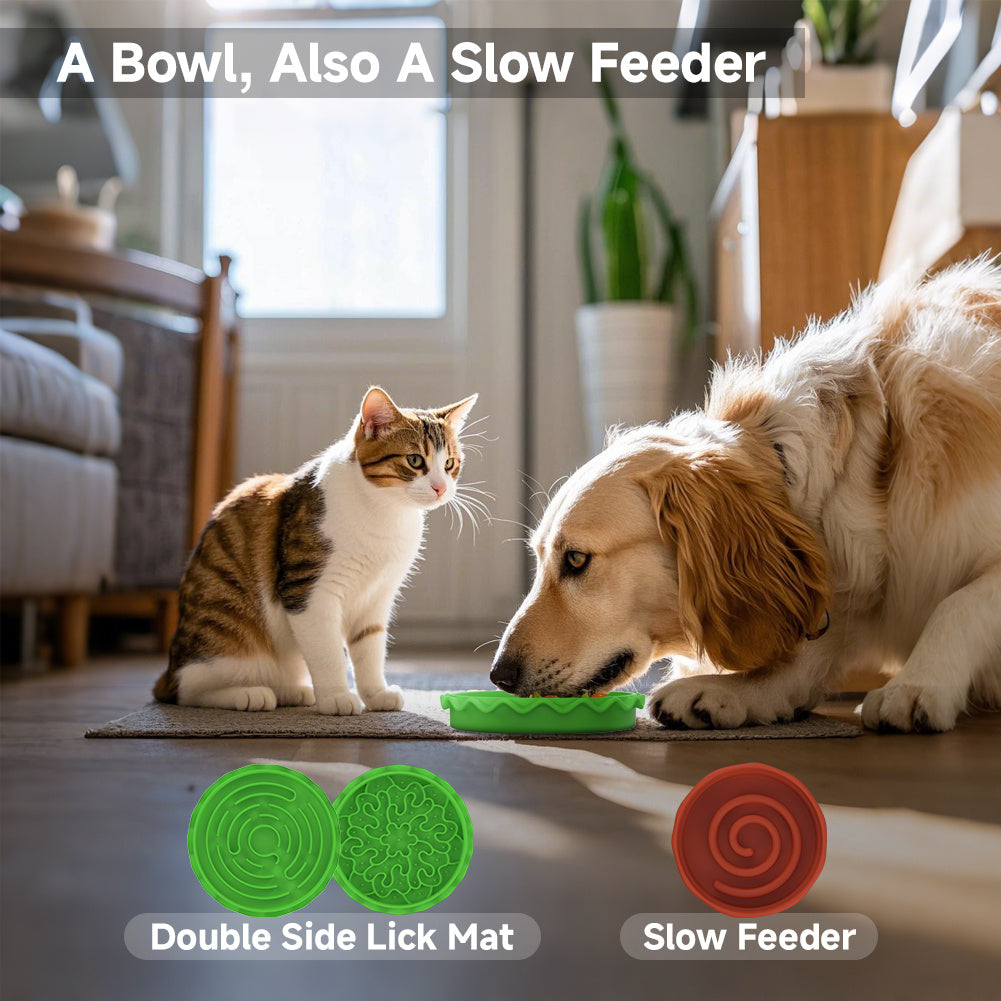 5-in-1 Pet Bowl Set – Multi-Layer Cat & Dog Food and Water Bowls with Fun Hamburger Design