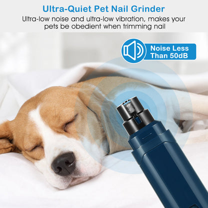 2-Speed Dog Nail Grinder – Quiet USB Rechargeable Cordless Pet Nail Trimmer for Dogs & Cats