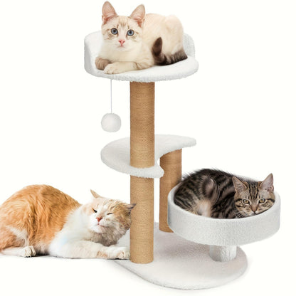 Multi-Layer Cat Tree – Indoor Cat Furniture with Scratching Posts & Interactive Ball Toy