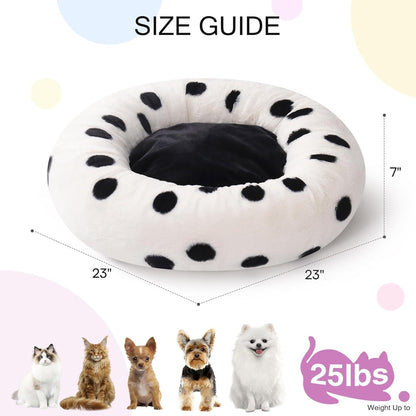MEWOOFUN Donut Cat Bed – 23" Plush Round Pet Bed for Cats & Small Dogs, Washable with Non-Slip Bottom