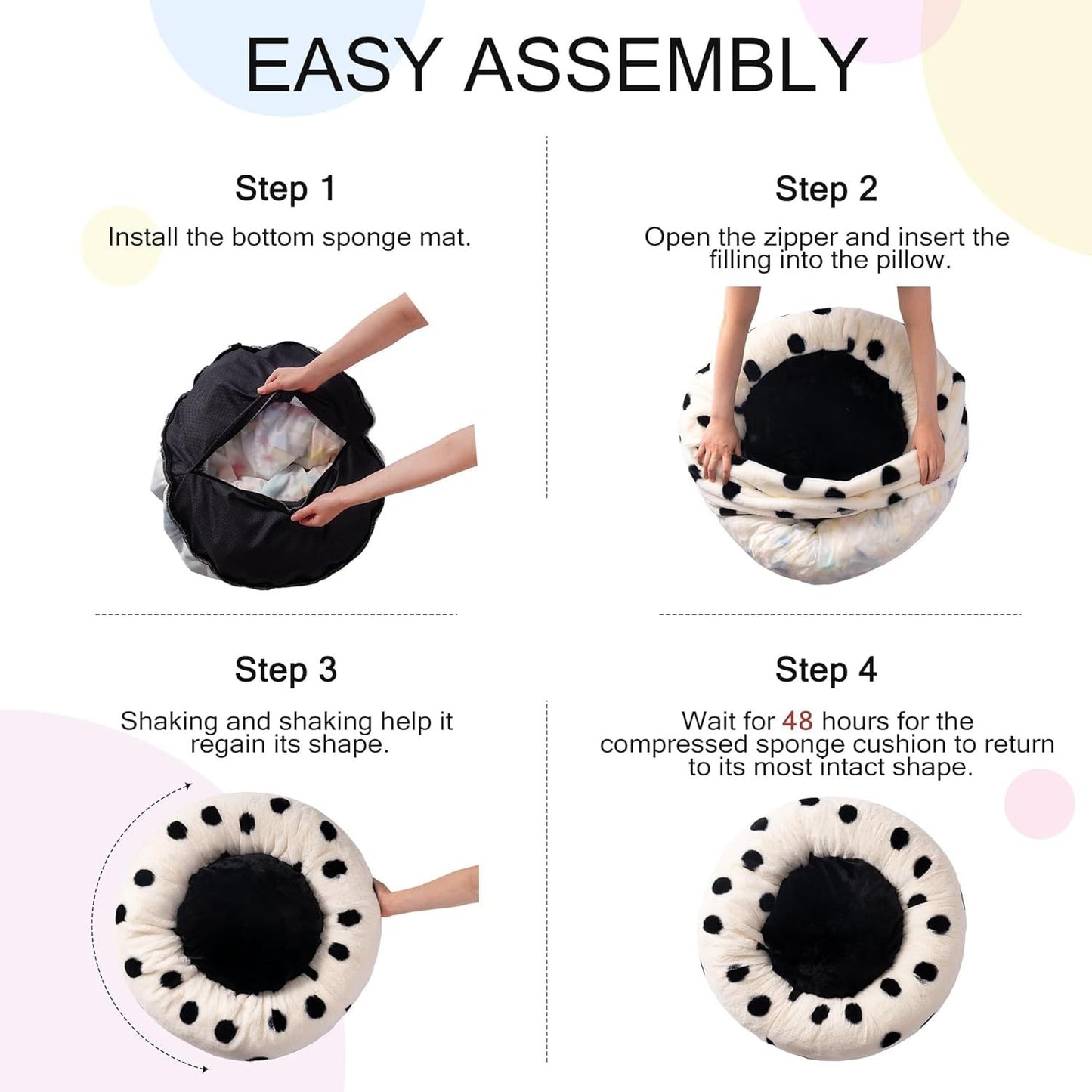 MEWOOFUN Donut Cat Bed – 23" Plush Round Pet Bed for Cats & Small Dogs, Washable with Non-Slip Bottom