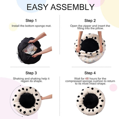 MEWOOFUN Donut Cat Bed – 23" Plush Round Pet Bed for Cats & Small Dogs, Washable with Non-Slip Bottom