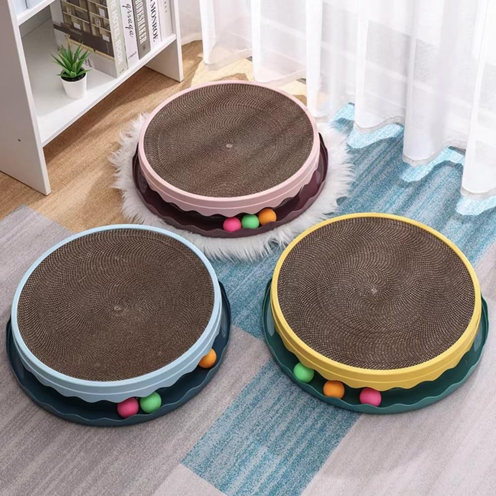 Compass Cat Scratching Post – Interactive Cat Scratcher with Ball & Mouse Toy for Indoor Play and Furniture Protection
