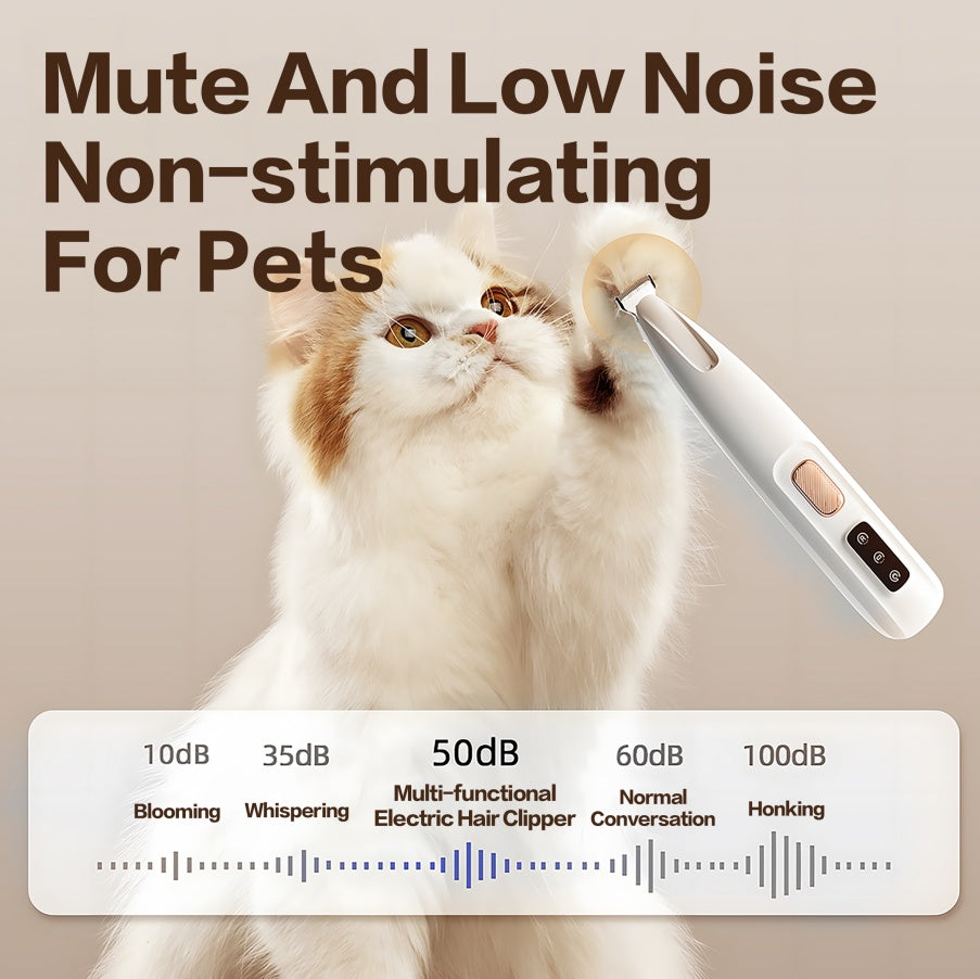 Pet Paw Trimmer – Rechargeable Quiet Grooming Clippers with LED, Cordless & Waterproof, Professional Kit for Dogs & Cats